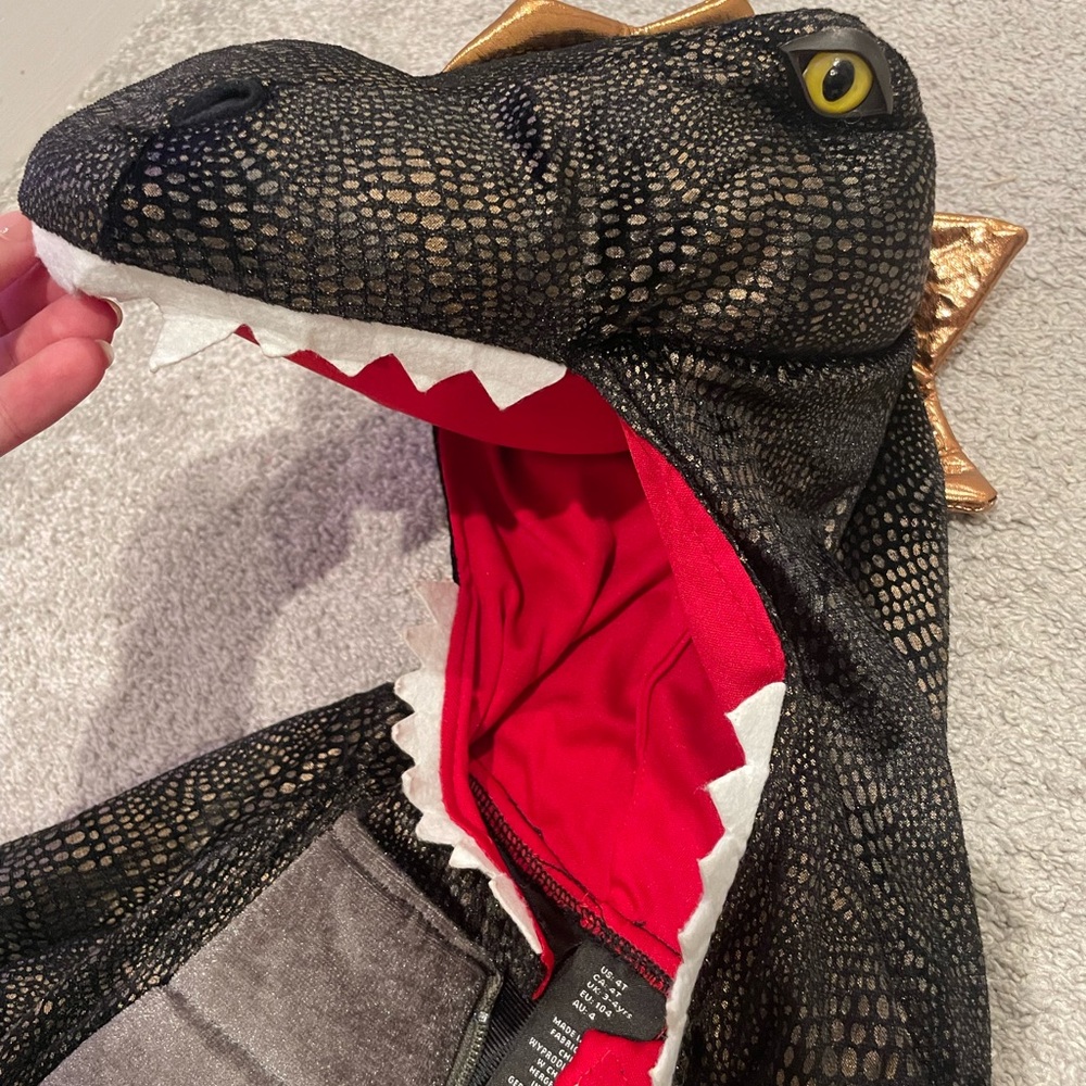 Dinosaur Halloween Costume for Kids Size 4T Black & Gold - Picture 3 of 6